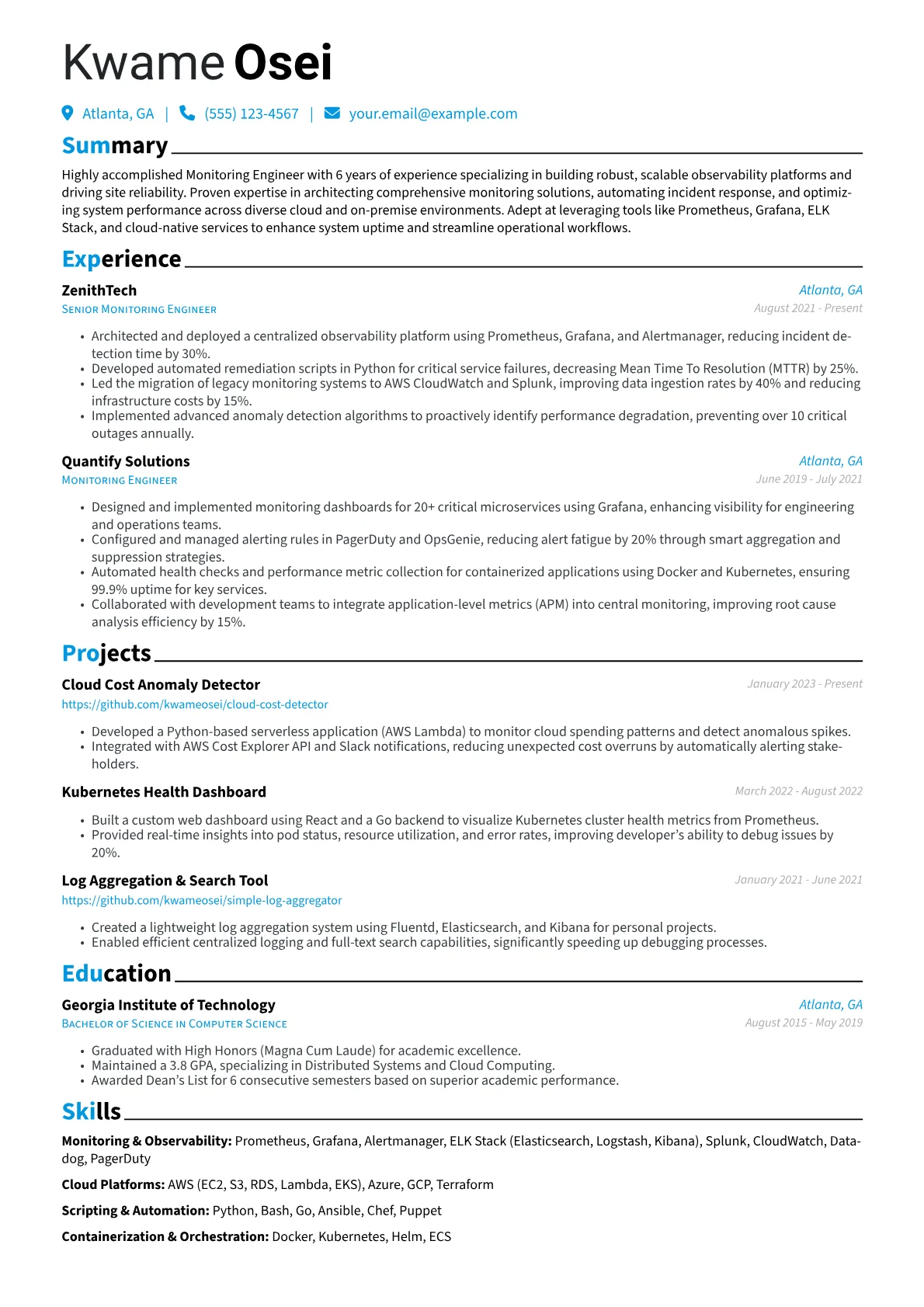 CV template - Page 1