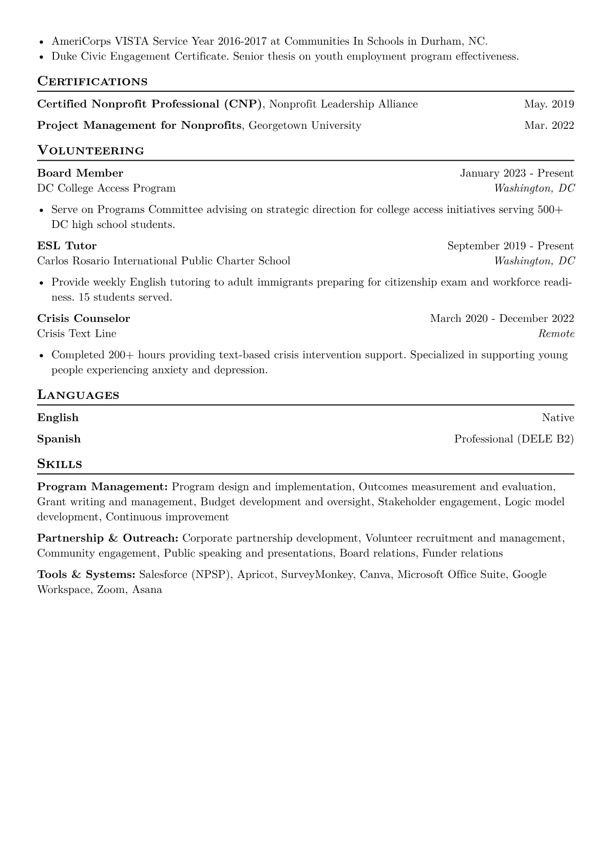 CV template - Page 2