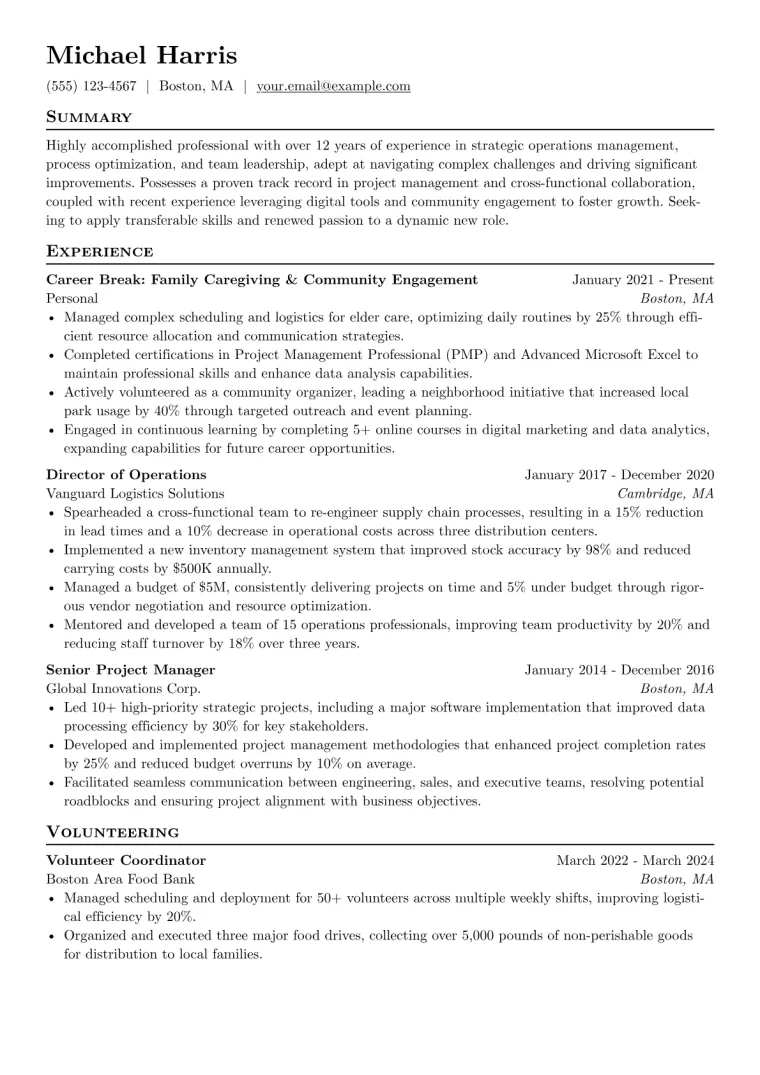 Over 50 Resume Example CV template preview