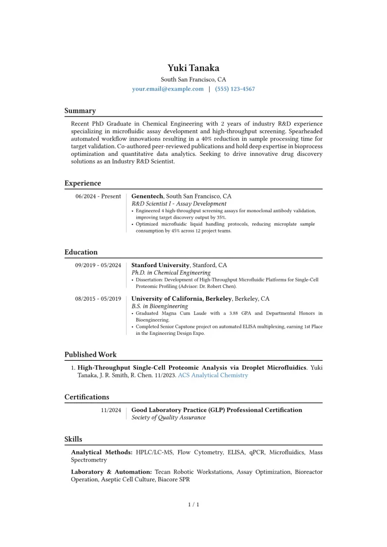 PhD Graduate Resume Example preview