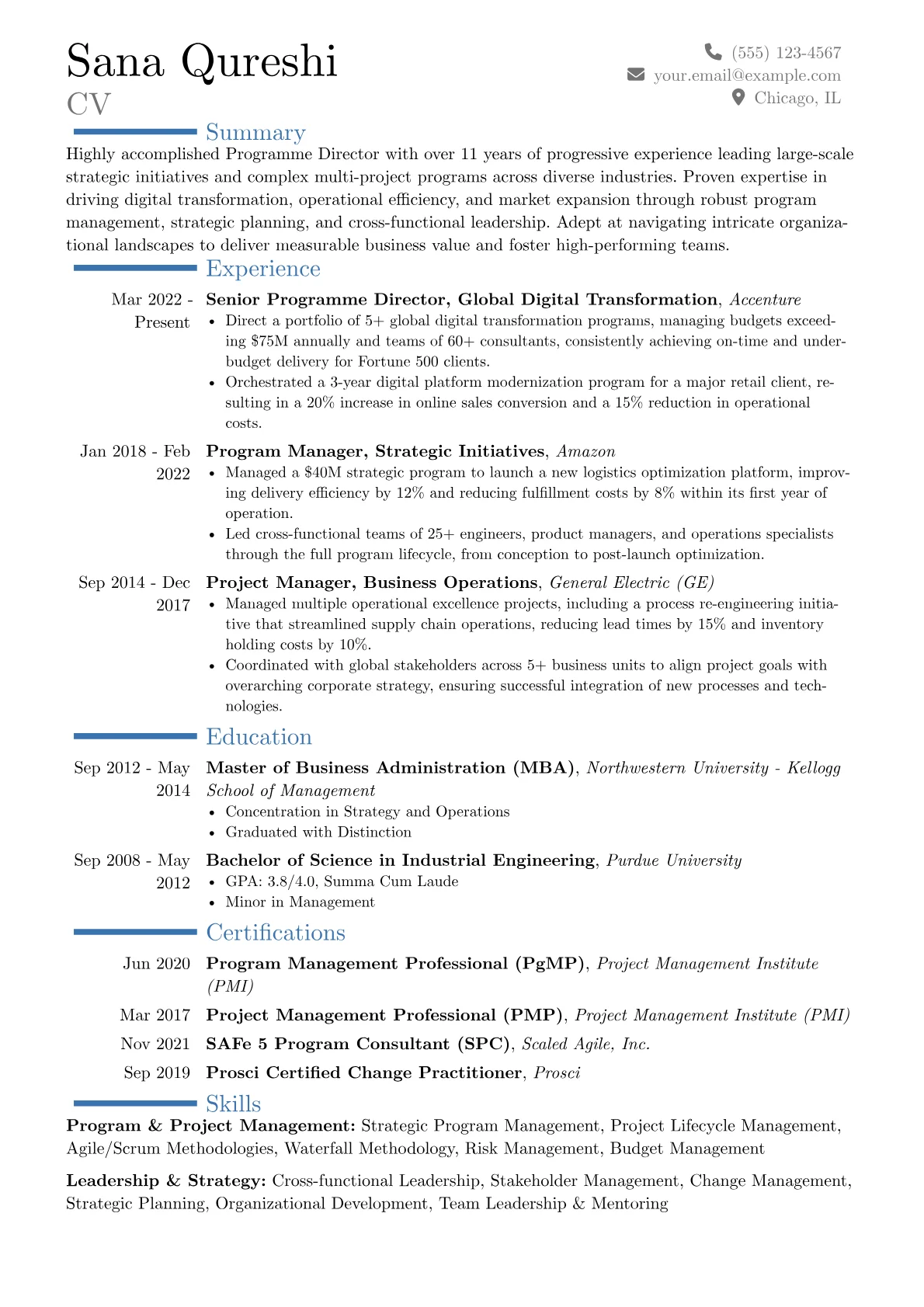 Programme Director Resume Examples + Free Template (2026)
