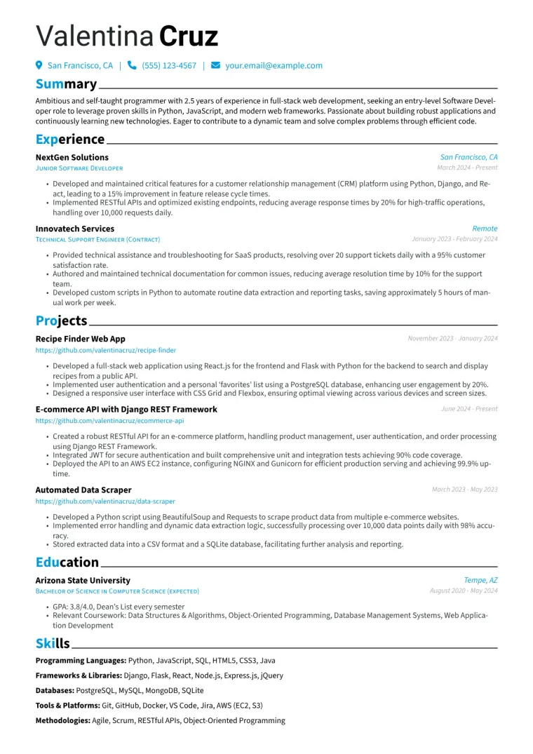 Programmer No Experience Resume Example preview