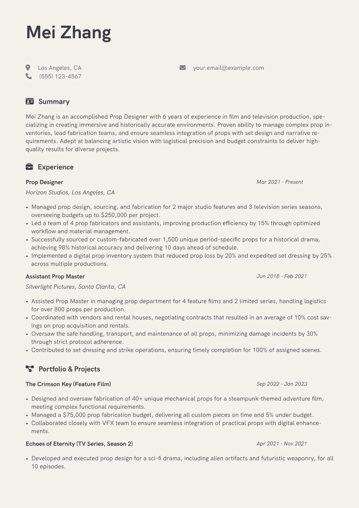 CV template - Page 1