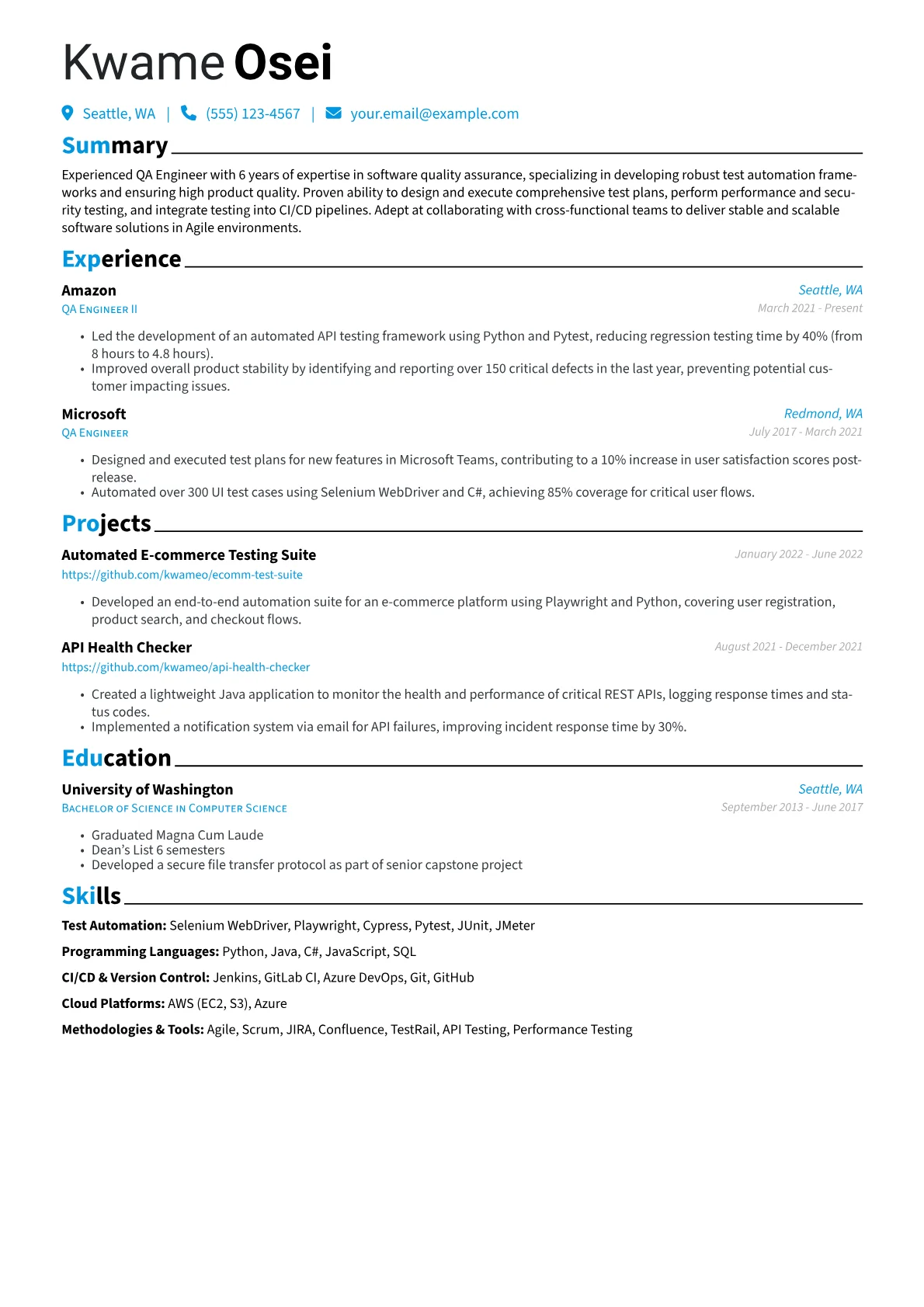 CV template - Page 1