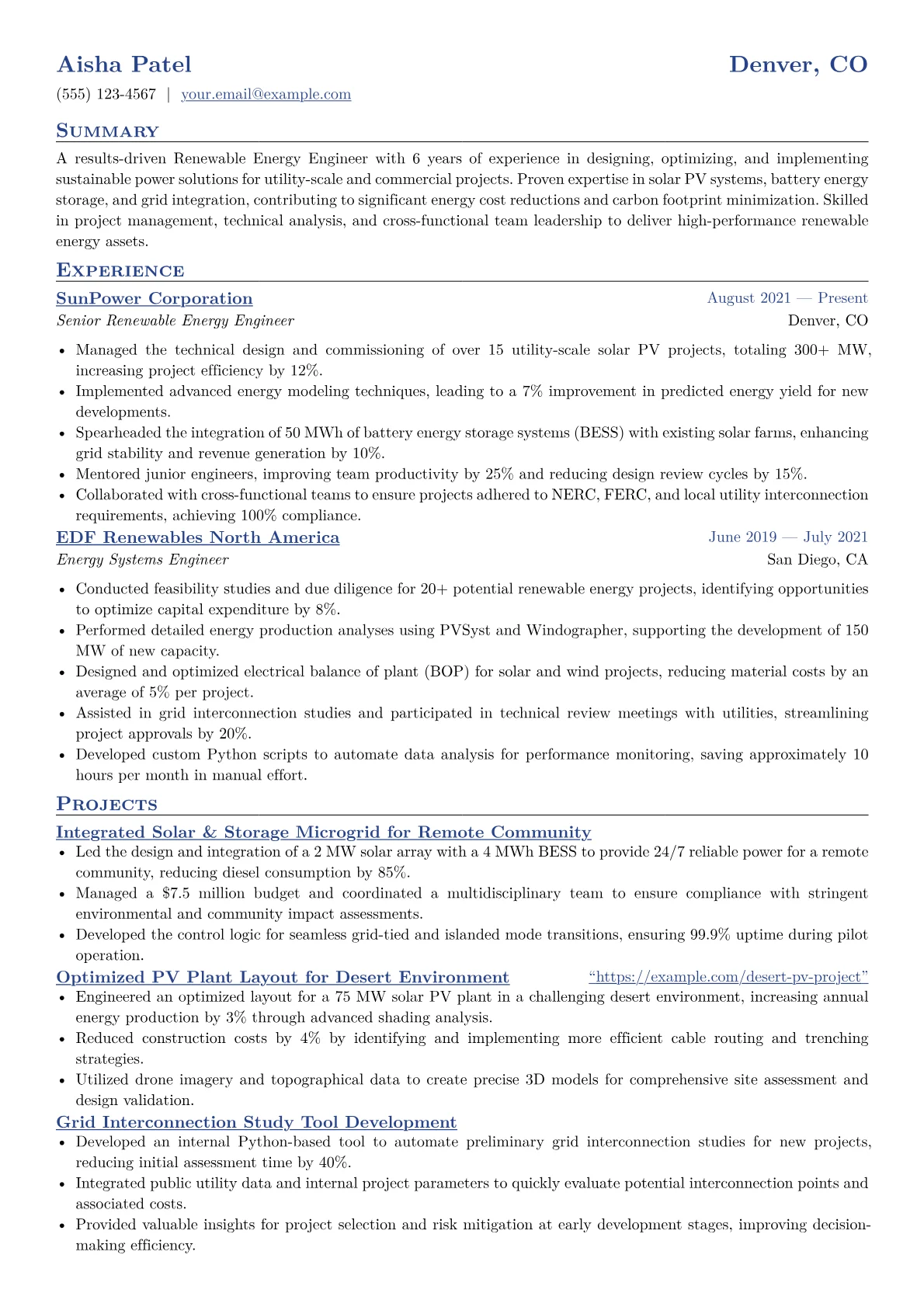 CV template - Page 1