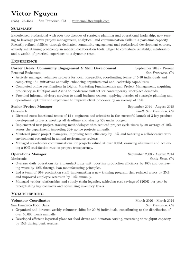 Retiree Resume Example preview