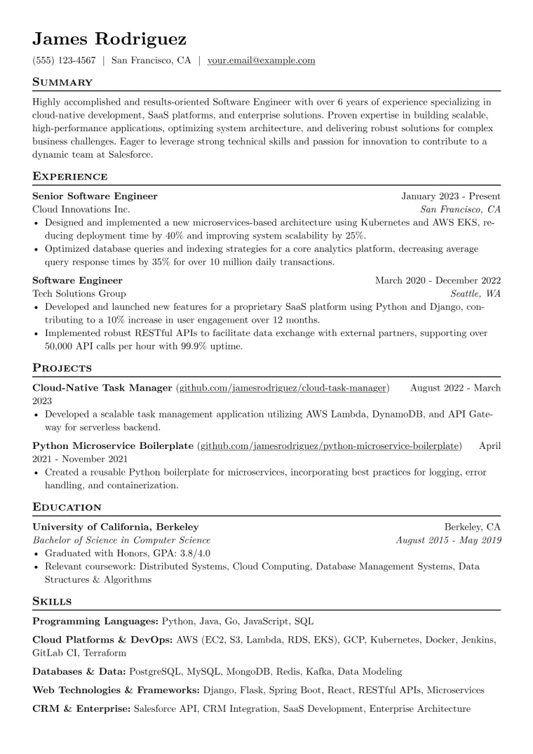 Salesforce Resume Example preview