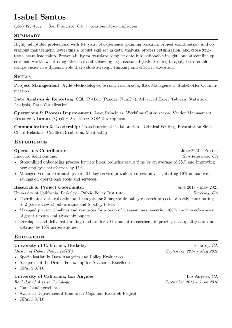 Skills-Based Resume Example preview