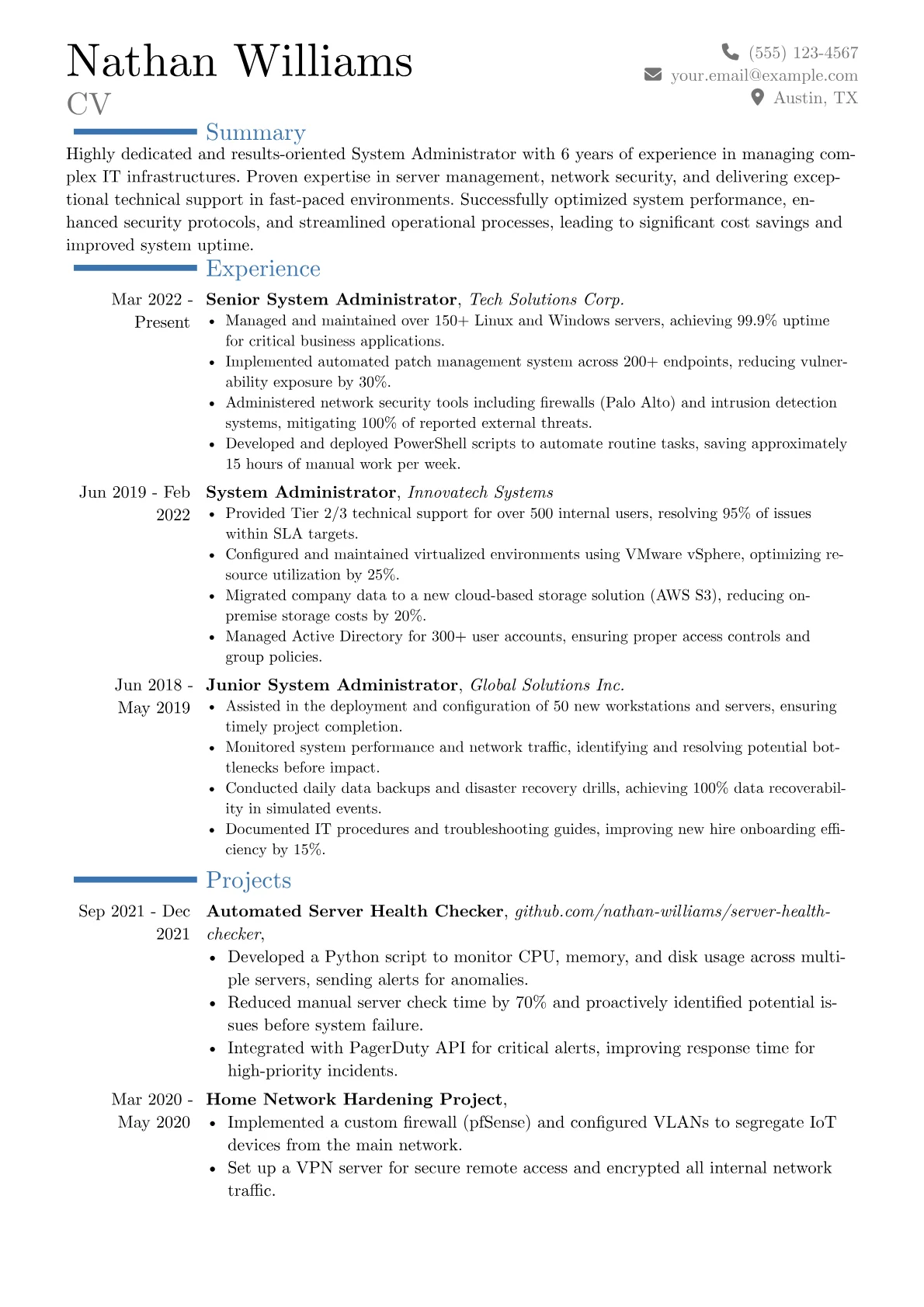CV template - Page 1