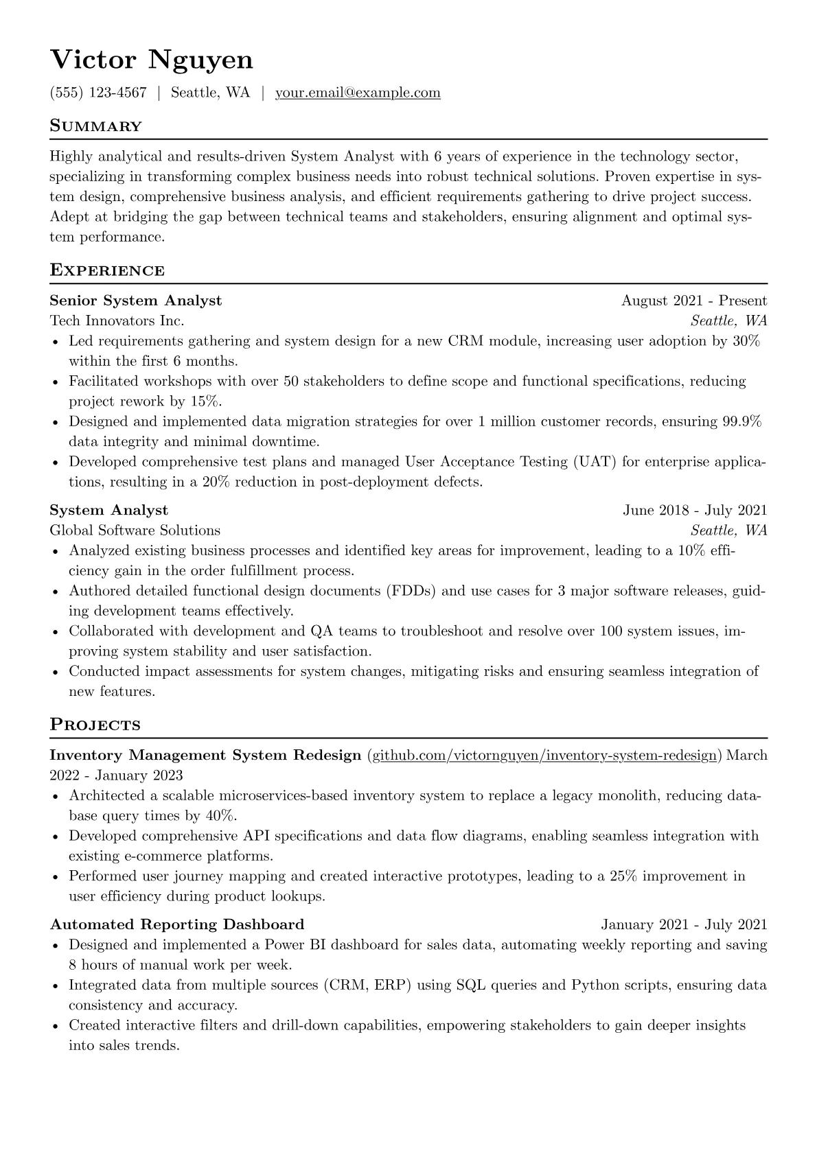 CV template - Page 1