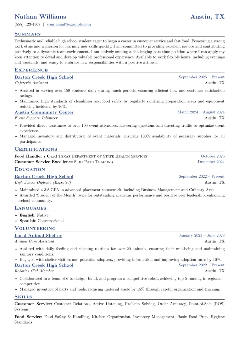 Taco Bell Resume Example preview