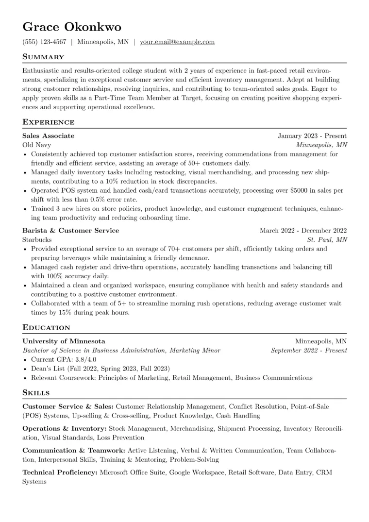 Target Resume Example preview