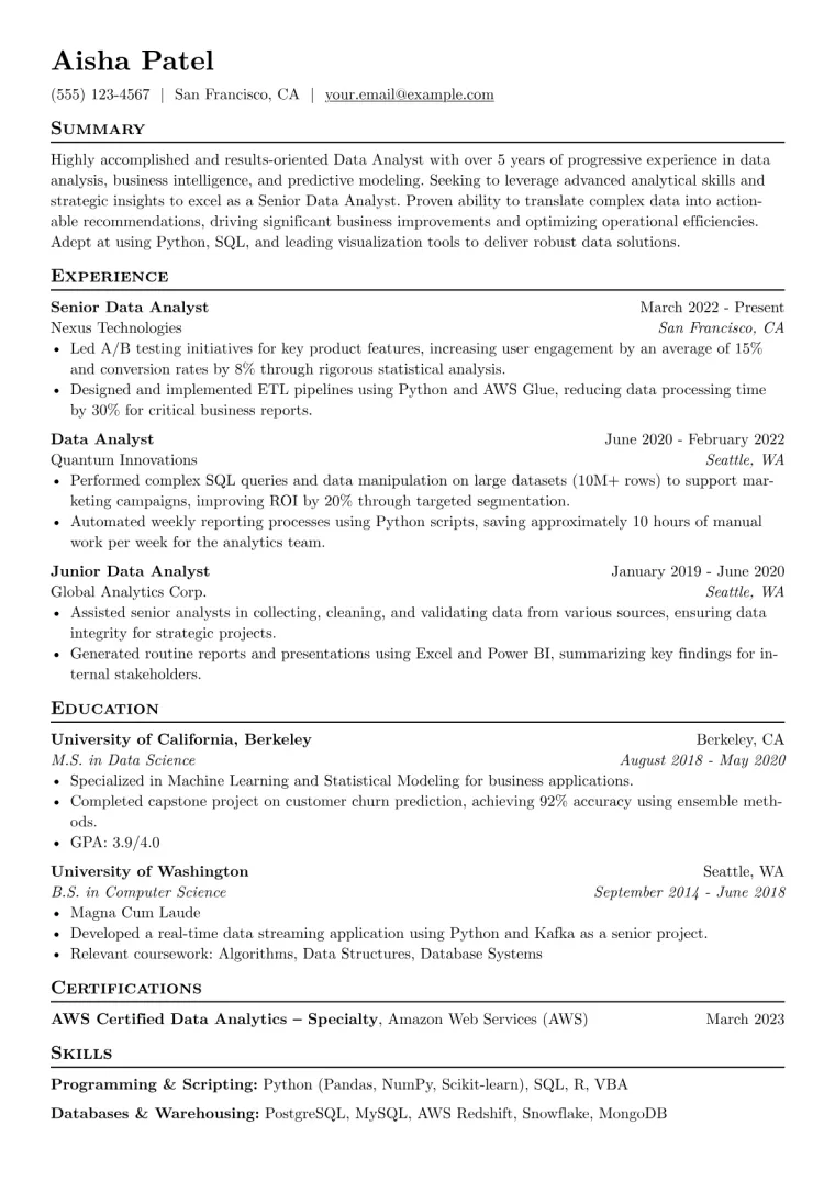 Targeted Resume Example CV template preview