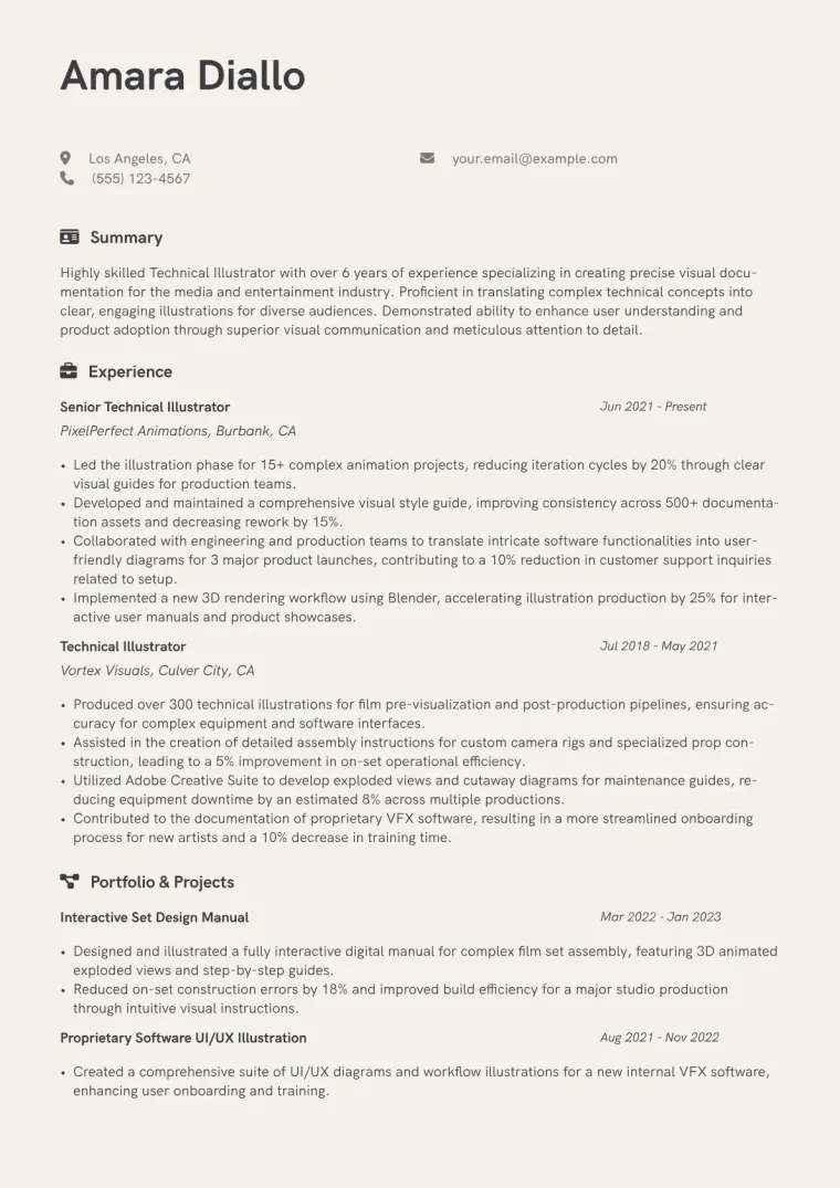 Technical Illustrator Resume Example CV template preview