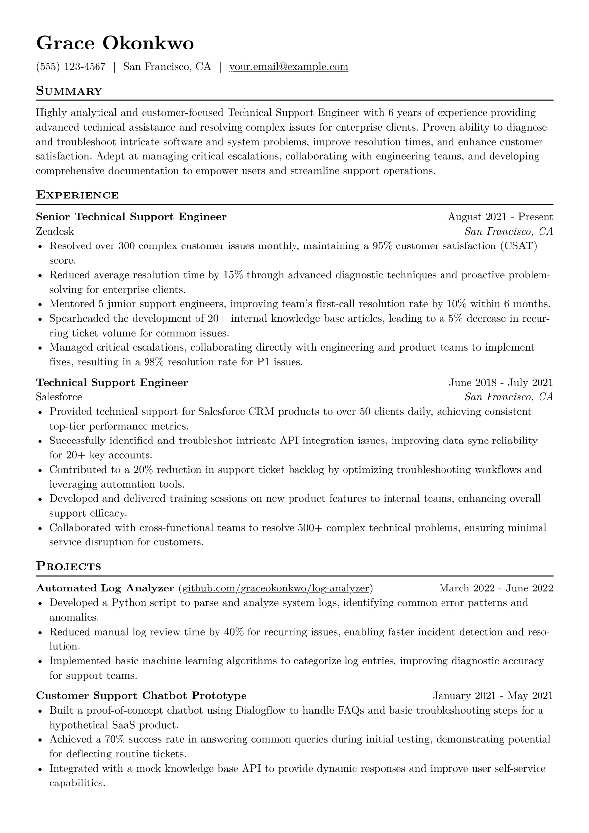 CV template - Page 1