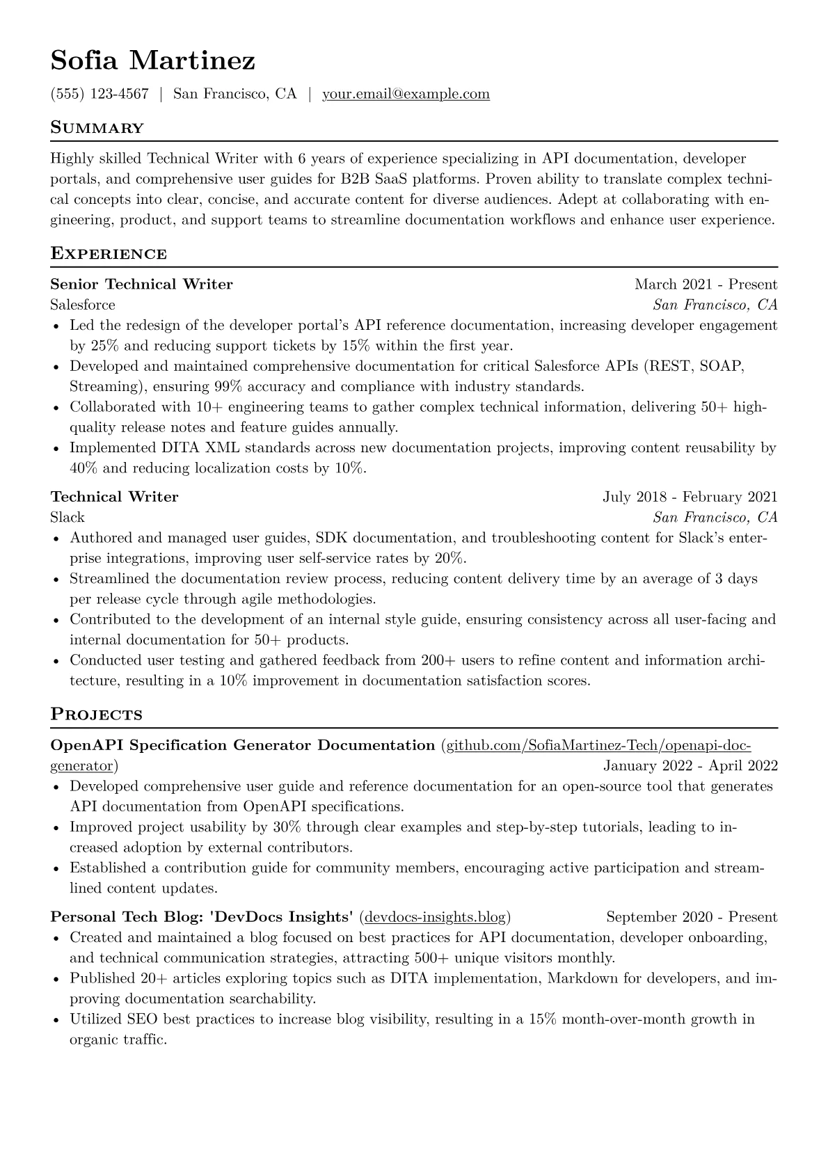 CV template - Page 1