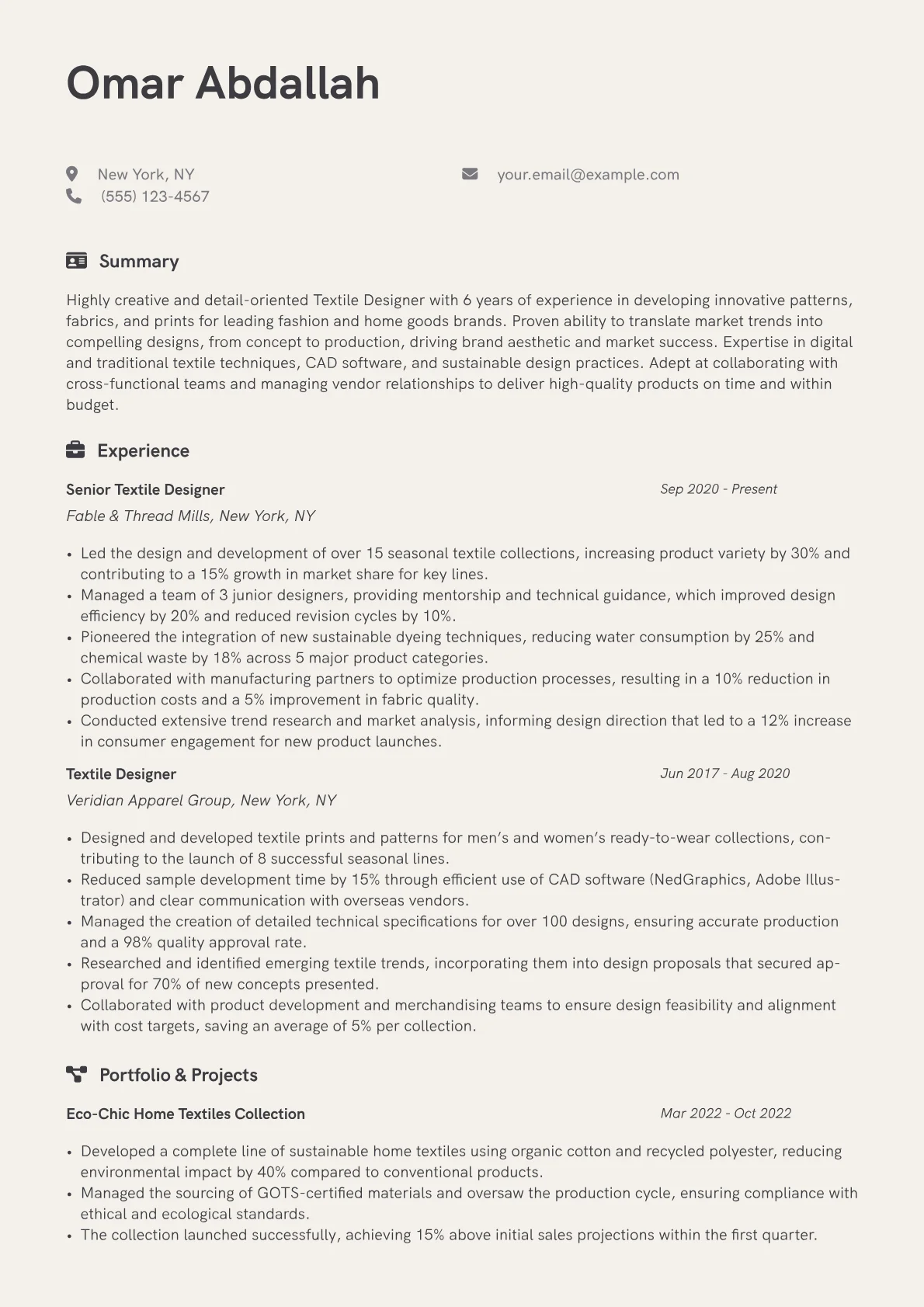 CV template - Page 1