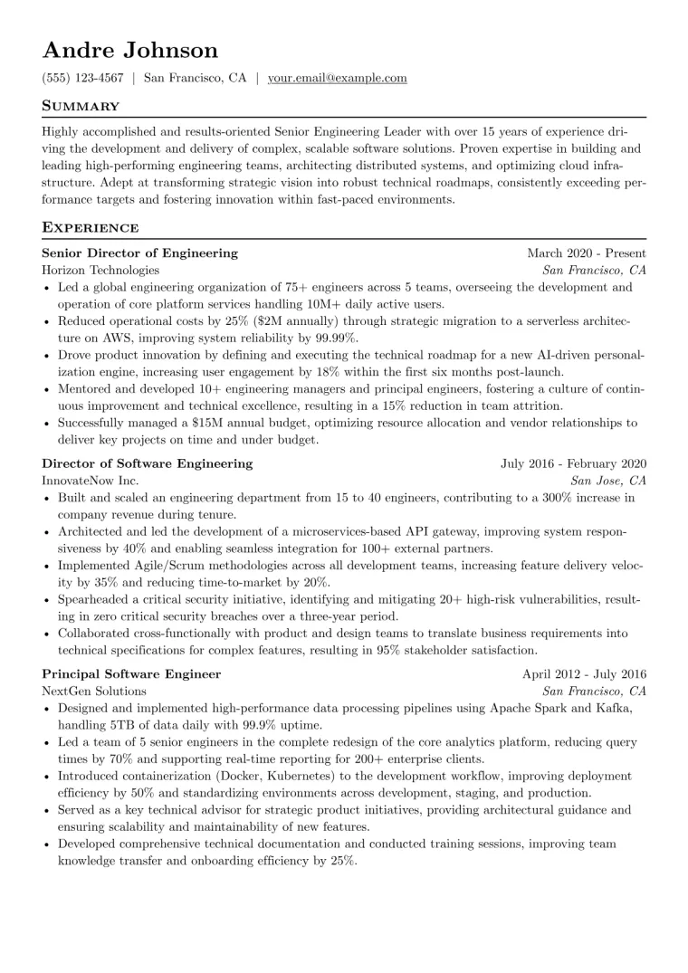 Two-Page Resume Example CV template preview