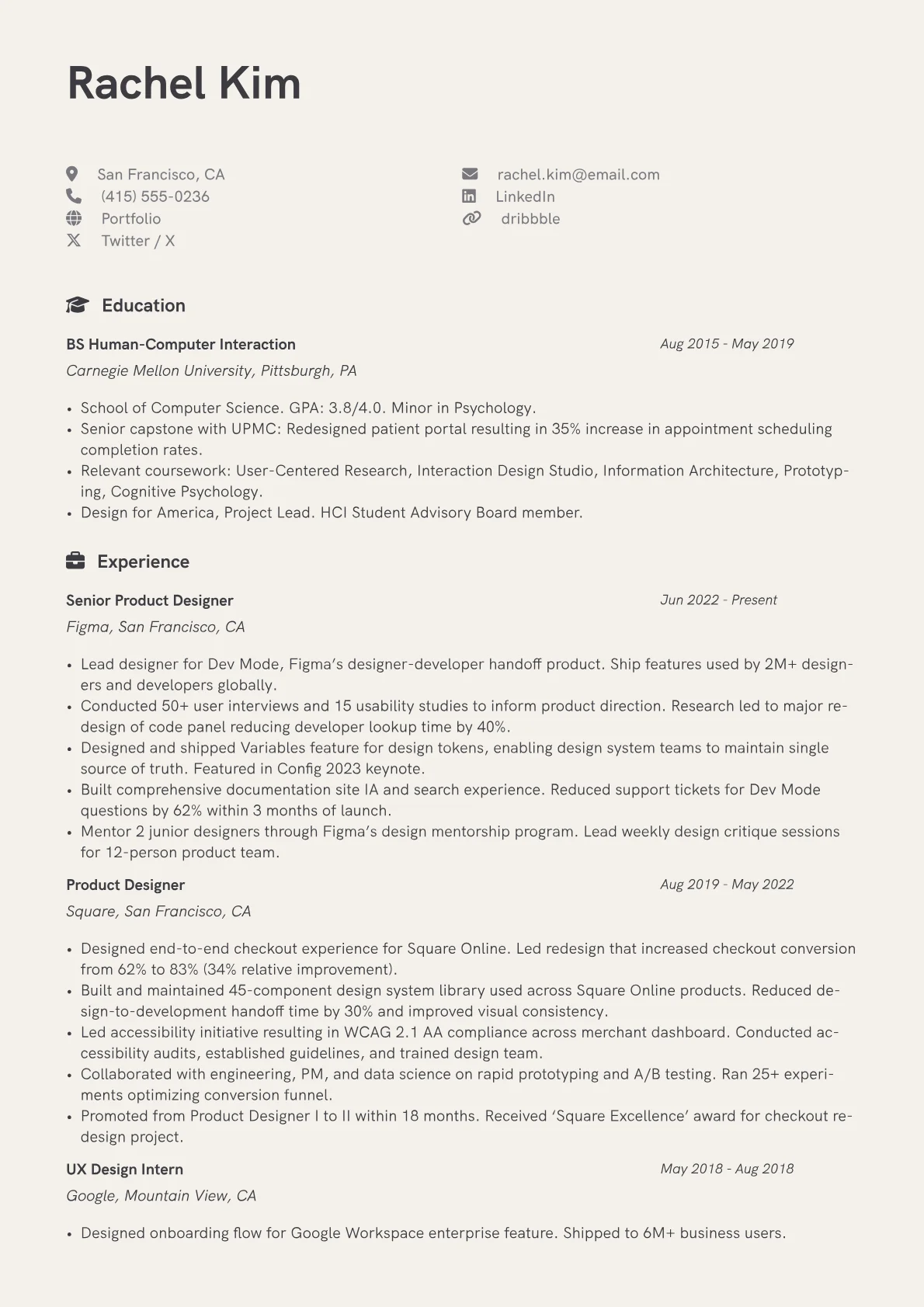 CV template - Page 1