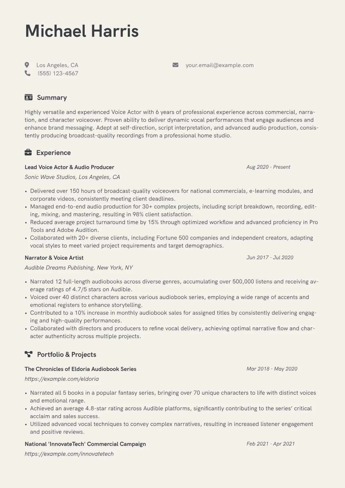 CV template - Page 1