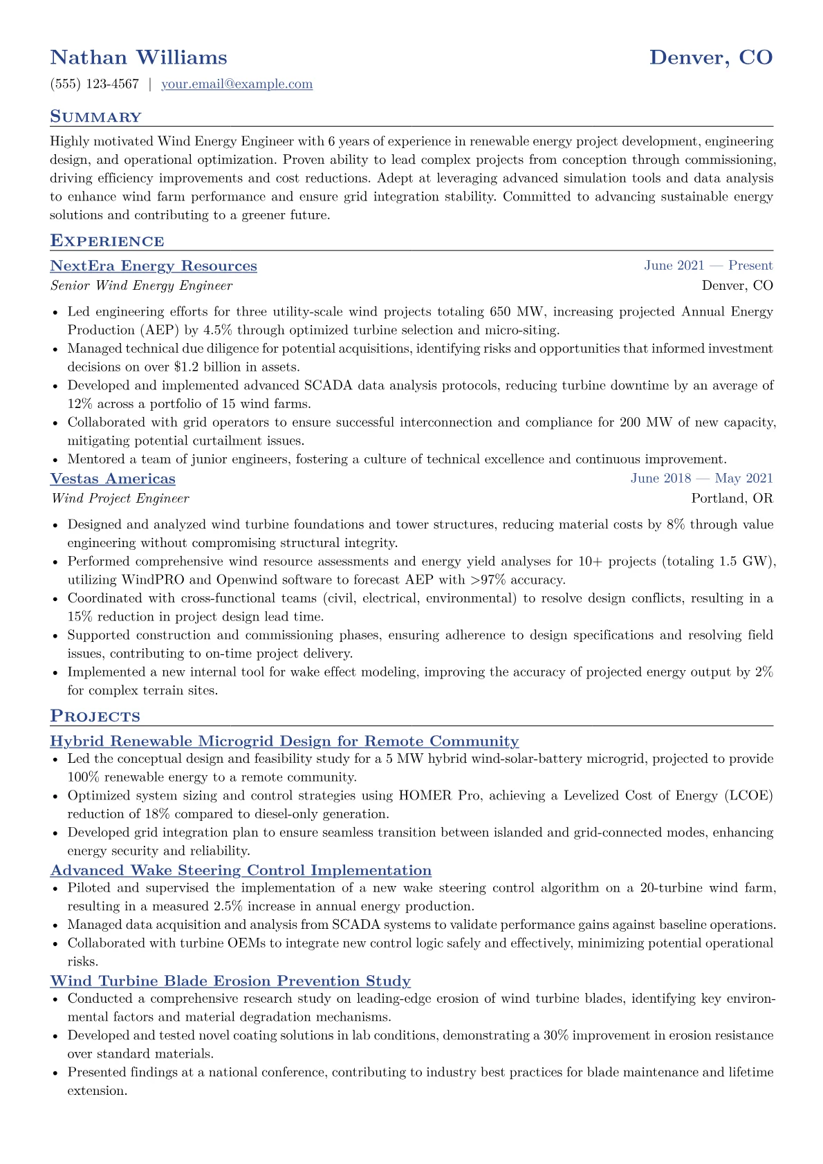 CV template - Page 1